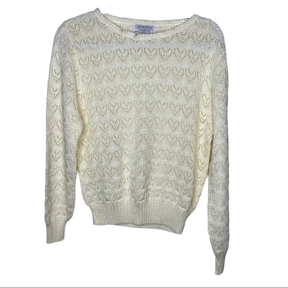Vintage 80s Cuddle Knit Ivory Off White Sweater